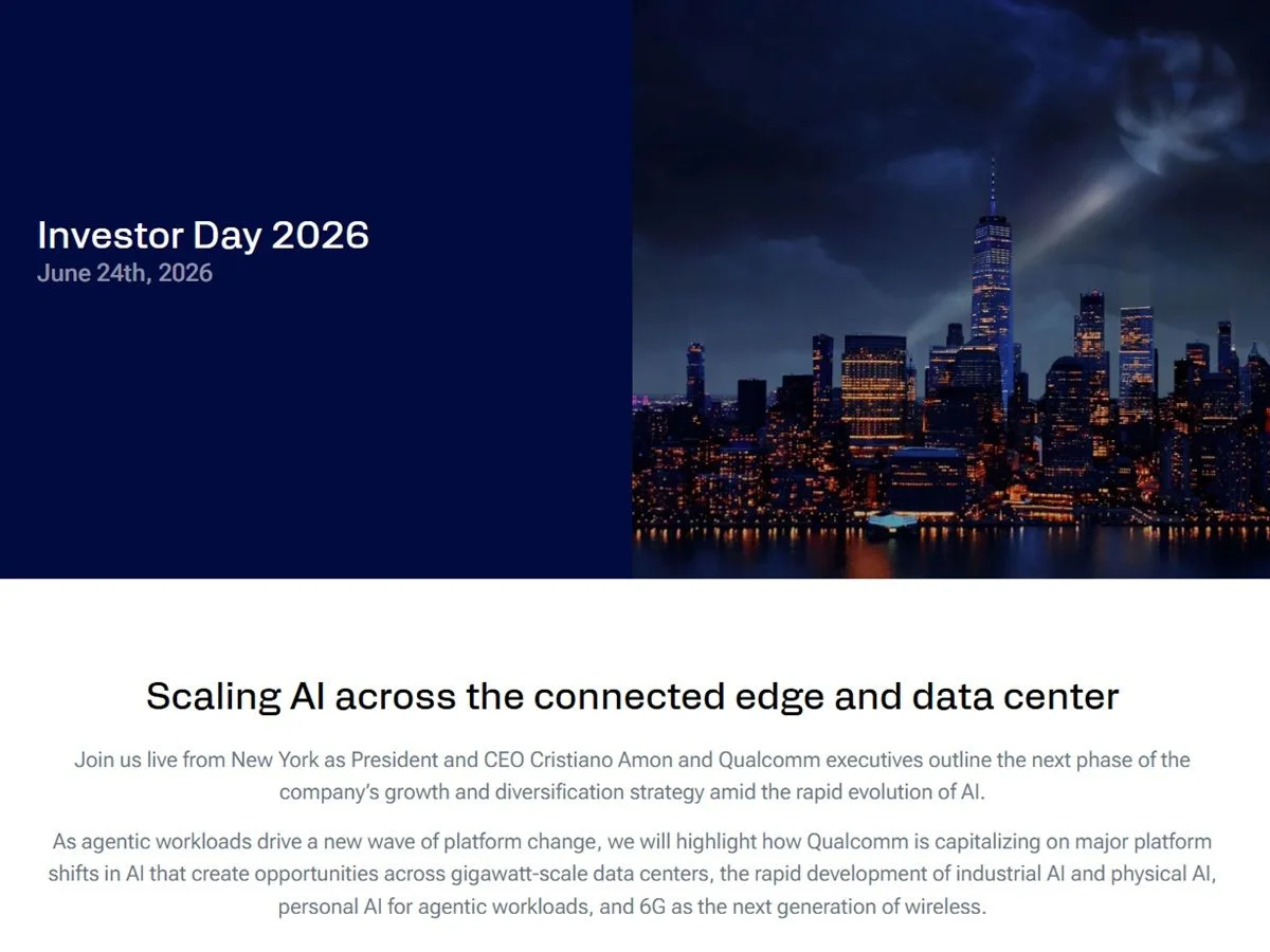 高通於2026年6月底在紐約舉辦投資者日，聚焦高通AI策略與展望6G