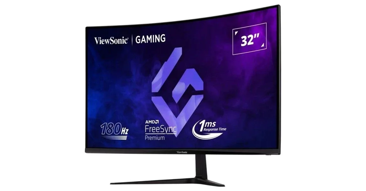 32吋2K螢幕降到5899元 Viewsonic VX3218C-2K曲面電競螢幕具備180Hz與1ms規格