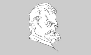 尼采 Vector portrait of great philosopher, poet and cultural critic Friedrich Nietzsche, Hand drawn sketch drawing, illustration. 