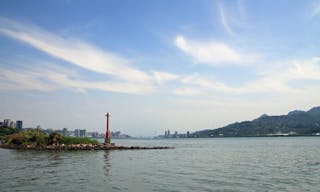 淡水河 Tamsui river and cityscape of Tamsui, Taipei, Taiwan