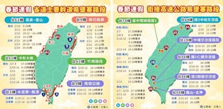 2024春節過年連續假期省道主要幹道、銜接高速公路易壅塞路段。
