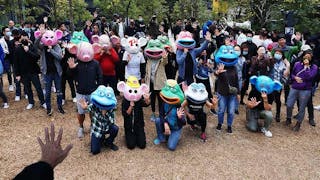 歷來最大多區快閃 觀塘戴連豬Pepe頭套聲援星火 Largest Multi-District Flashmob – Piggie/Pepe Heads in Kwun Tong to Support Spark Alliance