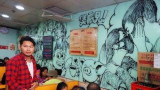 旺角茶餐廳10米插畫 見證半年抗爭 10m Illustration at Mong Kok Cafe Documents 6 Months of Protests