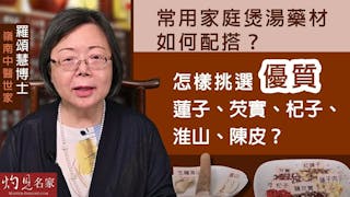 嶺南中醫世家羅頌慧博士：常用家庭煲湯藥材如何配搭？ 怎樣挑選優質蓮子、芡實、杞子、淮山、陳皮？