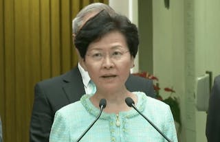 林鄭率領高官商界見傳媒：面對內憂外患 香港不能亂