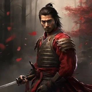 atalaric0924_A_samurai_in_red_armor_cleaning_his_sword_handsomeV2