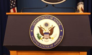 美國國務院外籍記者中心講台