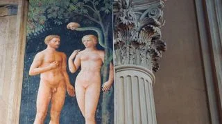 《亞當與夏娃的誘惑》—馬索利諾,1424-1425。