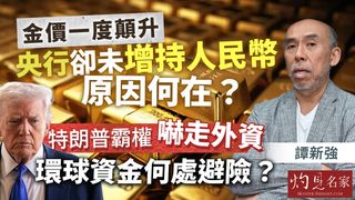 譚新強：金價一度顛升，央行卻未增持人民幣，原因何在？特朗普霸權嚇走外資，環球資金何處避險？
