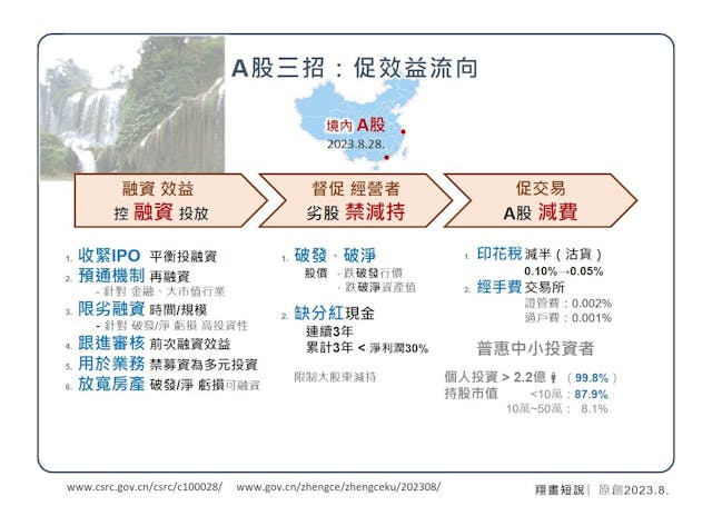 中證監多箭齊發，包括調降融資保證金、收緊IPO及規範大股東減持股份。（陳鳳翔博士供圖）