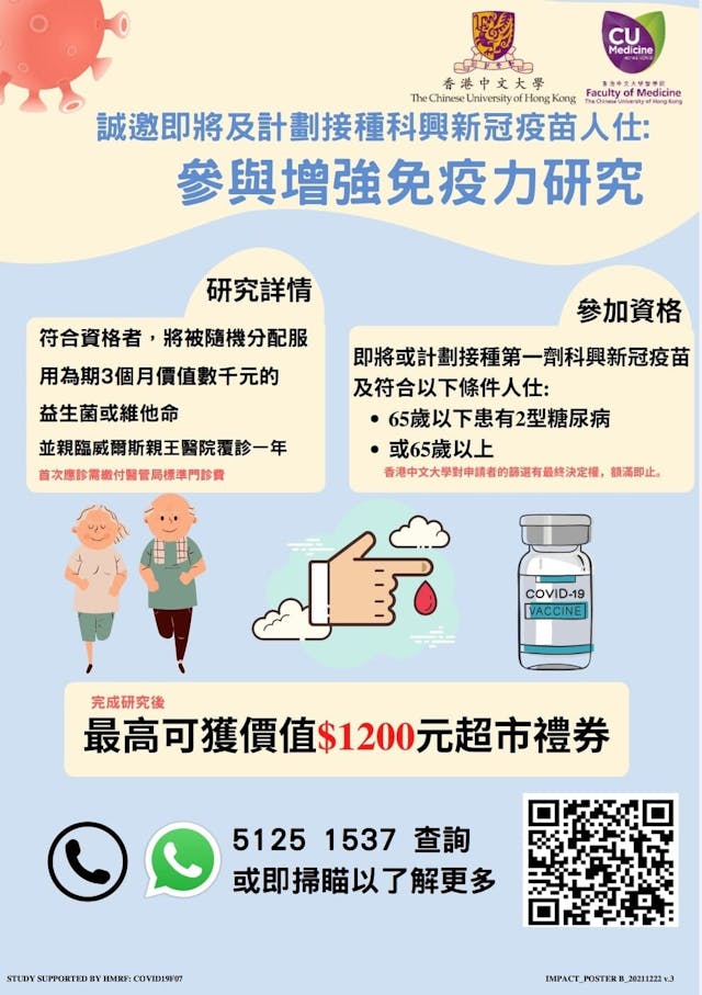 中大醫學院計劃海報（糖尿病聯會Facebook圖片）