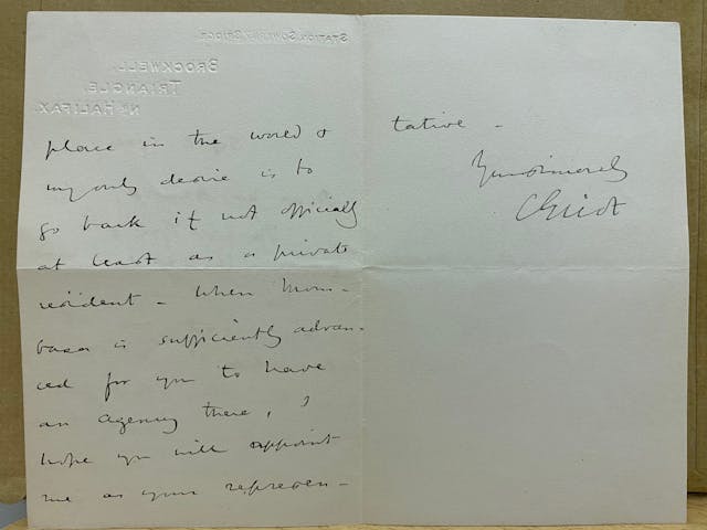 圖二 儀禮致函Mr. Arnold信函，1904年9月2日。信箋有 &ldquo;Station Sowerby Bridge Brockwell, Triangle, Nr Halifax.&rdquo; 等壓字。（筆者藏）