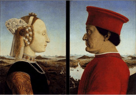 &lt;I&gt;Portraits of the Duke and Duchess of Urbino&lt;/I&gt;，1472 by Piero della Francesca