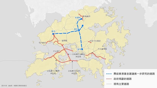 團結香港基金建議的主要道路。