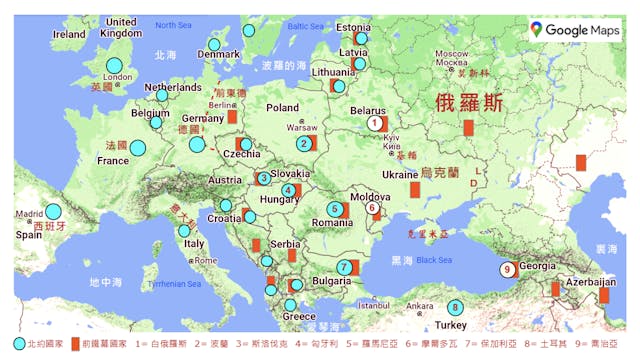 俄烏戰爭地緣戰略關係圖。（作者提供）