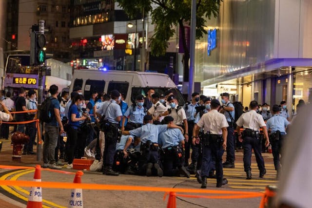 蕭澤頤指未來警隊會持續加強與市民的反恐演練。（亞新社）