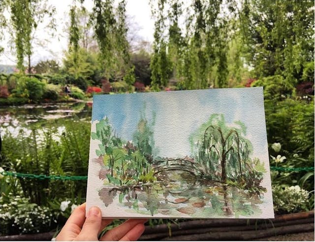 Monet&#039;s Garden, watercolour on paper, 2017.