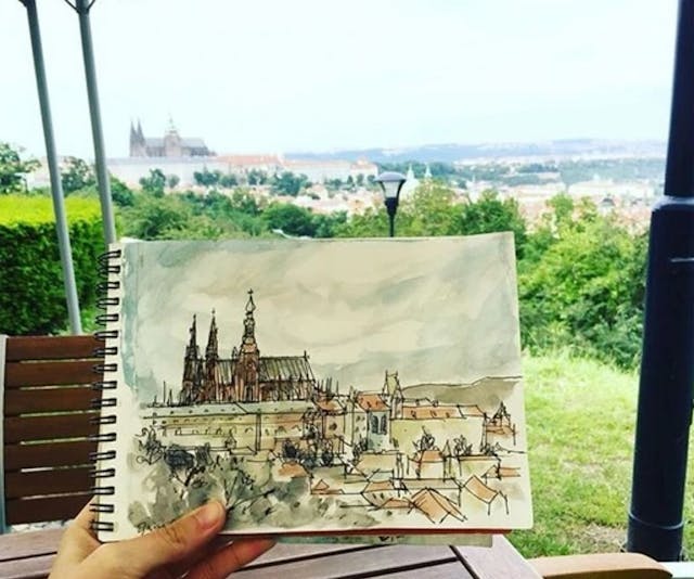 Prague, watercolour on paper, 2016.