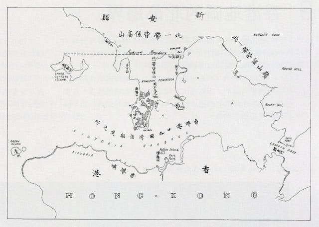 1860年《北京條約》中國割讓予英國的九龍半島部分。（Wikipedia Commons）