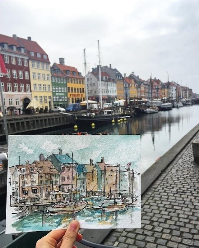 Denmark, watercolour on paper, 2017.