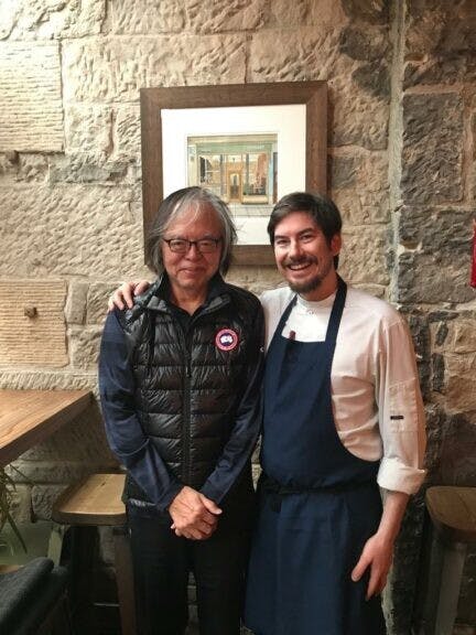 在蘇格蘭Glasgow，主廚Peter（他也是店主）為我準備鮮帶子、鹿肉。