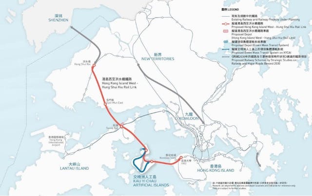 建議港島西至洪水橋鐵路走線。