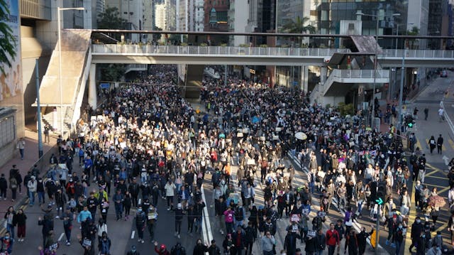 金鐘正義道天橋望軒尼詩道一帶。