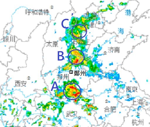 7月21日下午4時雷達圖（中央氣象台圖片）