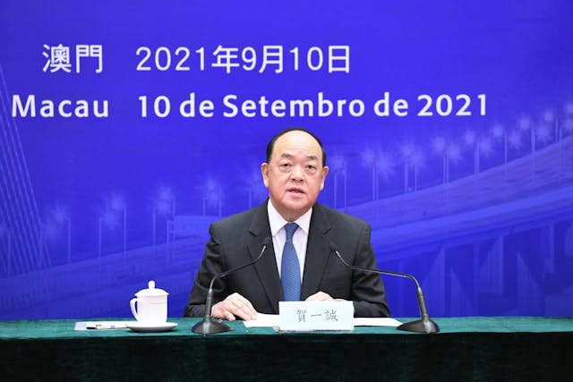 橫琴粵澳深度合作區管理委員會主任由廣東省省長馬興瑞和澳門行政長官賀一誠（圖）共同擔任。（亞新社）