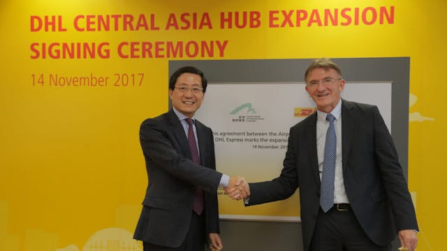 機管局跟DHL合作擴建的中亞區樞紐（Central Asia Hub）已在今年3月啟用。（DHL網站圖片）