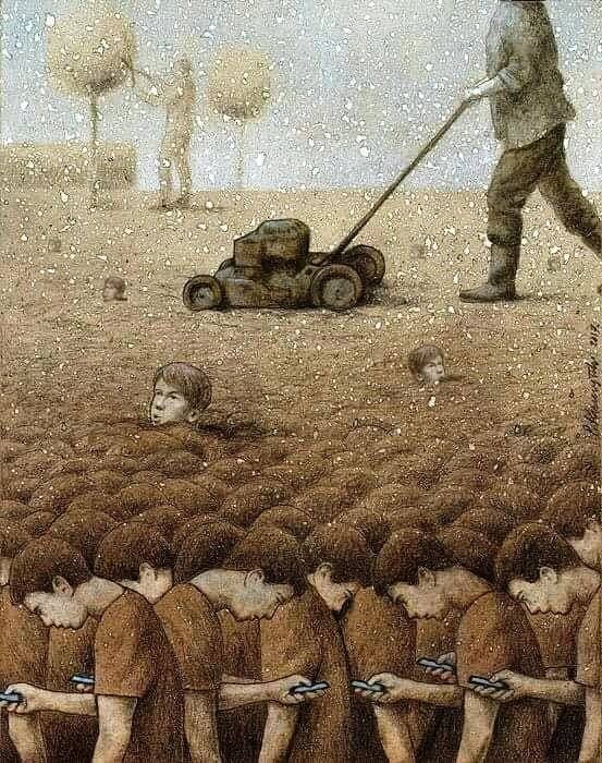 Pawel Kuczynski描繪現代網絡文化對人類的傷害的畫像&lt;I&gt;Perfect garden&lt;/I&gt;。（Facebook）