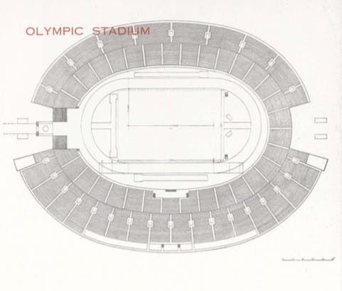 圖七：1940年東京奧運的主場館設計平面圖。（來源：1940年東京奧林匹克運動會宣傳品）