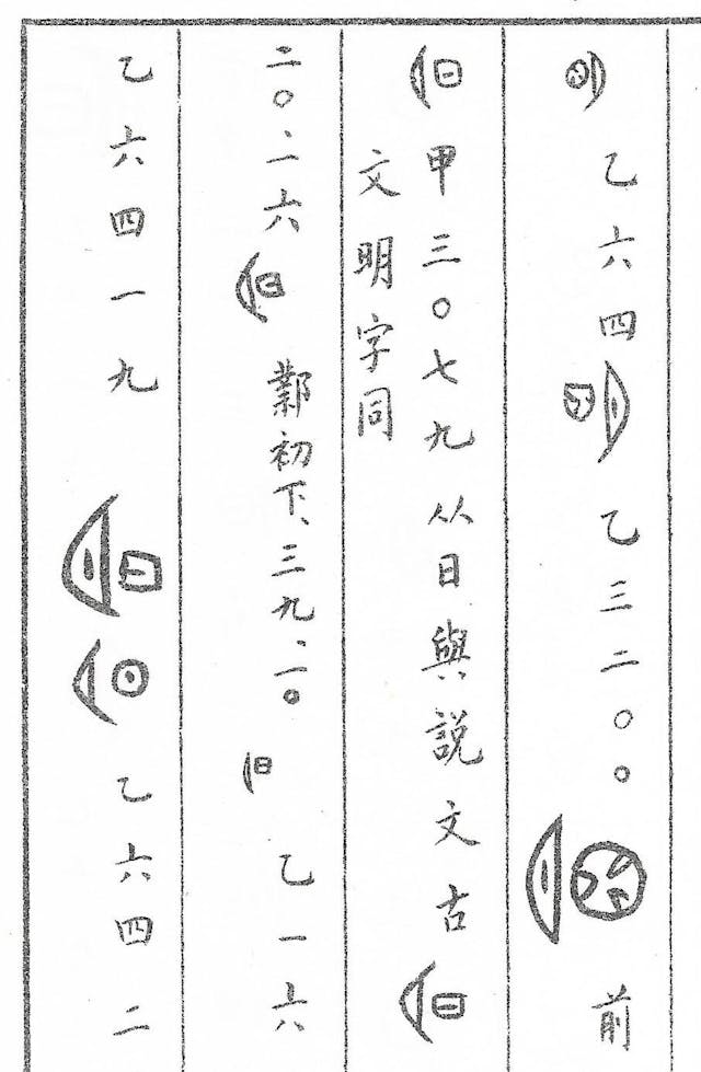 圖一&nbsp; 甲骨文編的明字（部分） &nbsp;&nbsp;