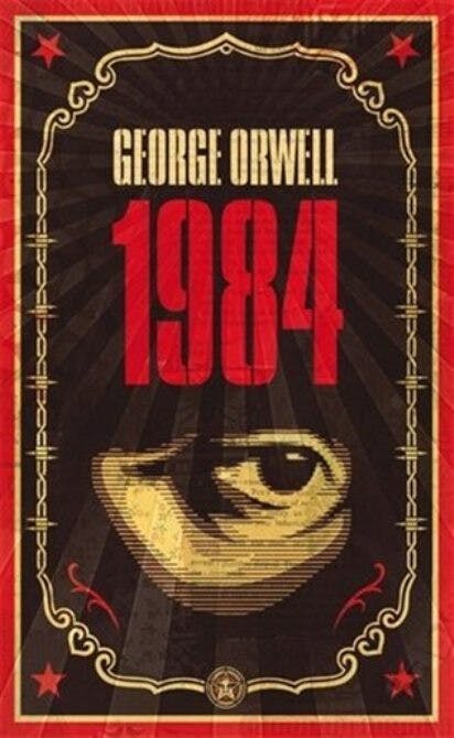 英文版《1984》封面。《1984》描寫極權政治下的「老大哥」無處不在，嚴密管控民眾。