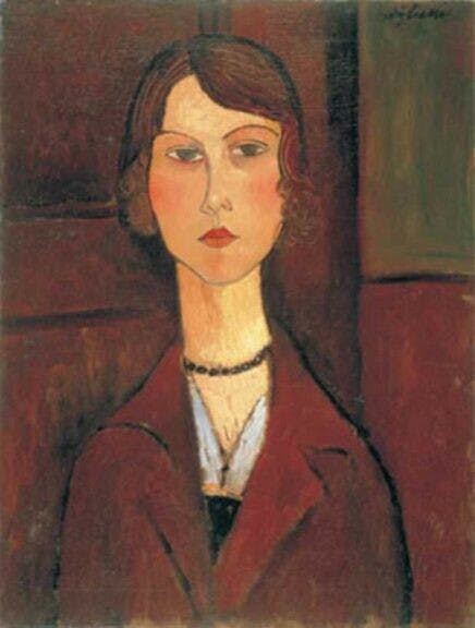 La Femme au Collier（1917），戴項鏈的女子肖像，為Amedeo Modigliani（1884-1920）的作品，是伊勢彥信最重要的收藏之一。莫迪里安尼以優美弧形為特色的人物肖像畫而成為表現主義畫派的代表藝術家之一。（伊勢藝術基金會供圖）