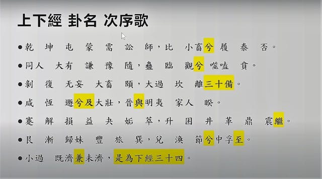 上下經卦名次序歌。（鄧立光博士簡報截圖）