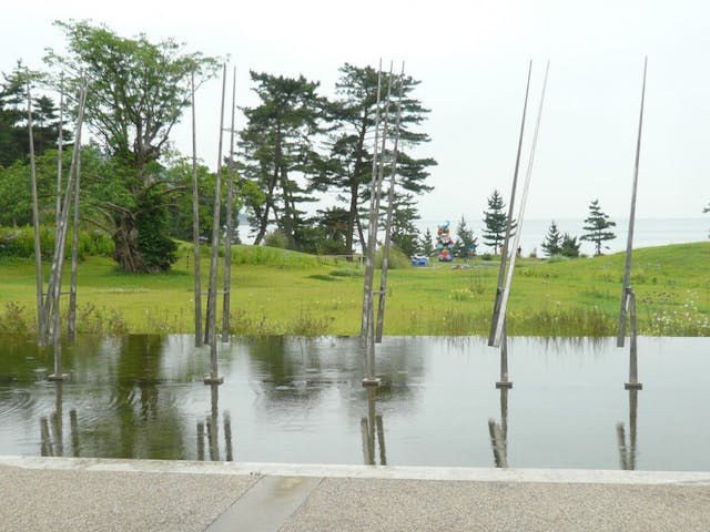 露台外的園景。