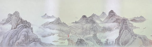 屏幕展現的《江山不盡圖》，讓觀眾彷如置身山水世界。