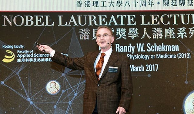 「諾貝爾獎學人講座系列」邀得2013年諾貝爾生理學或醫學獎得主Randy W. Schekman教授主持講座。