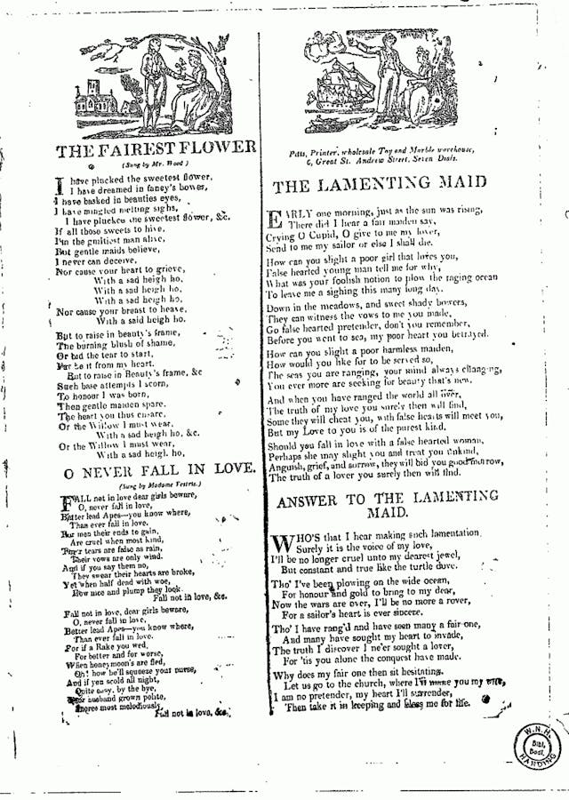 Figure One: A broadside ballad taken from the Bodleian Libraries.