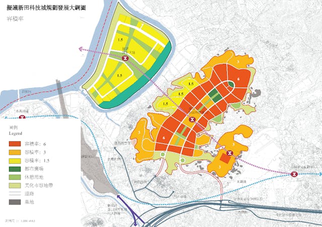 圖12：擬議新田科技城規劃發展大綱圖（容積率）。