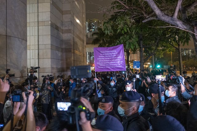 蕭澤頤反問：「如果沒有國家安全，香港這個城市如何能夠安穩？」（亞新社）