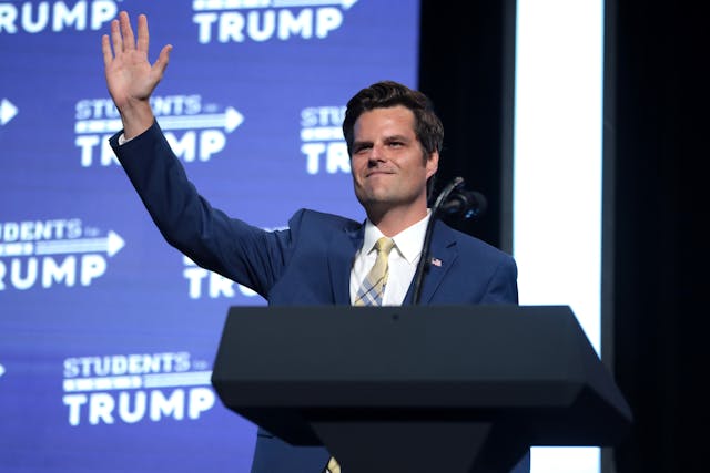 蓋茲（Matt Gaetz）被提名當司法部長，他不但全無司法檢控經驗，更被指曾與未成年少女性交而受查。（Wikimedia Commons）