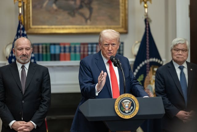 President Donald J. Trump makes an investment announcement, Monday, March 3, 2025, in the Roosevelt Room of the White House. (Official White House Photo by Molly Riley.)