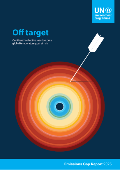 圖四:以「Off Target」(偏離目標)為題的「2025年排放差距報告」。(聯合國環境署)