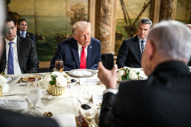 President Donald Trump receives the news he’ll be awarded the Israel Prize from Israeli Prime Minister Benjamin Netanyahu, Monday, December 29, 2025, at the Mar-a-Lago Club in Palm Beach, Florida. (Official White House Photo by Daniel Torok)
