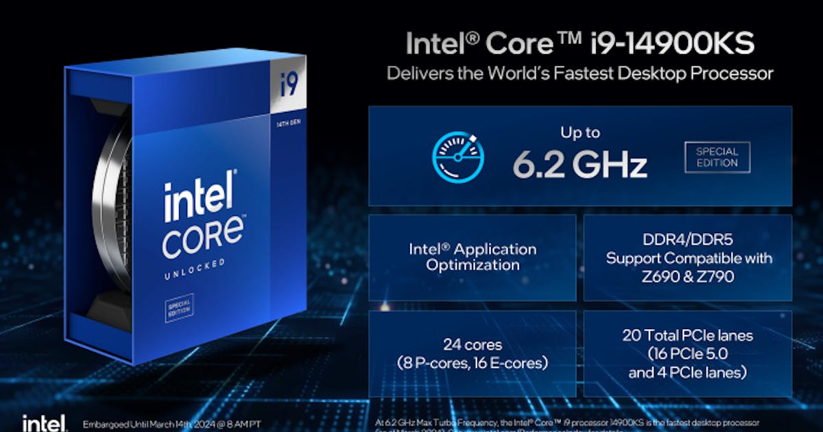 開箱達6.2Ghz的Intel Core i9-14900KS上市，售價2.3萬、供電給爆換15