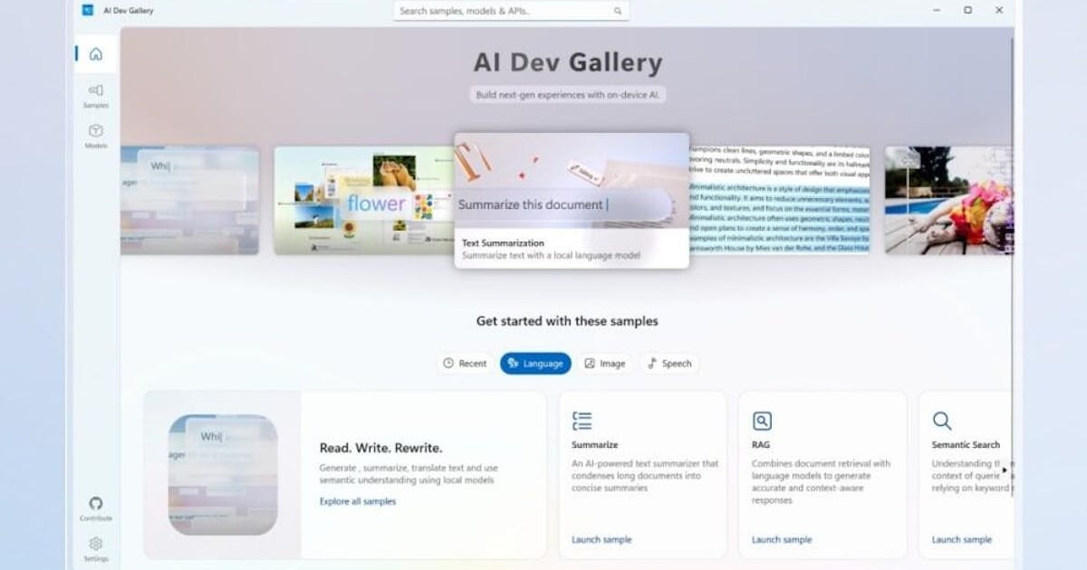 微軟推出 AI Dev Gallery 開源資源 #windows (231782) - Cool3c