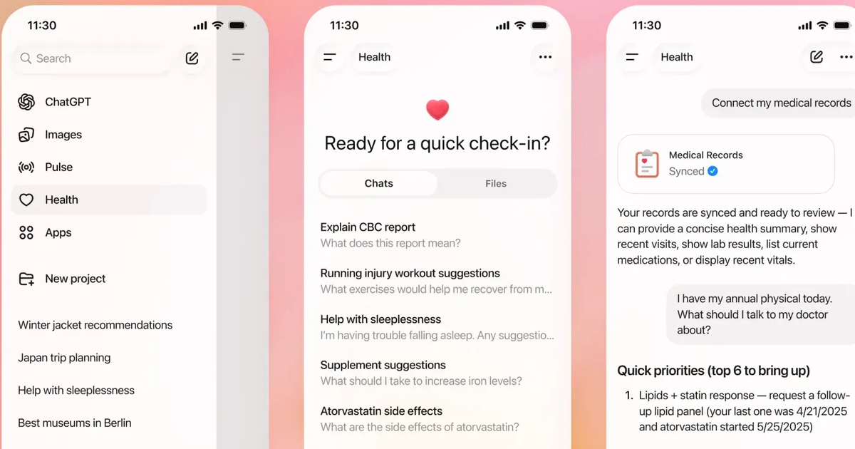 OpenAI 發表 ChatGPT Health!具備個人化 AI 醫療諮詢功能