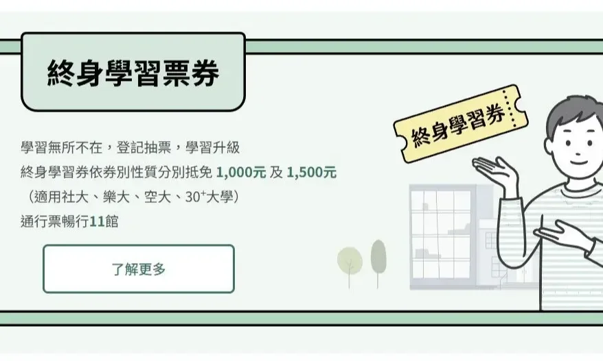 終身學習券、館所通行票登記開跑：暢遊全國11場館，進修最高抵1500元學費